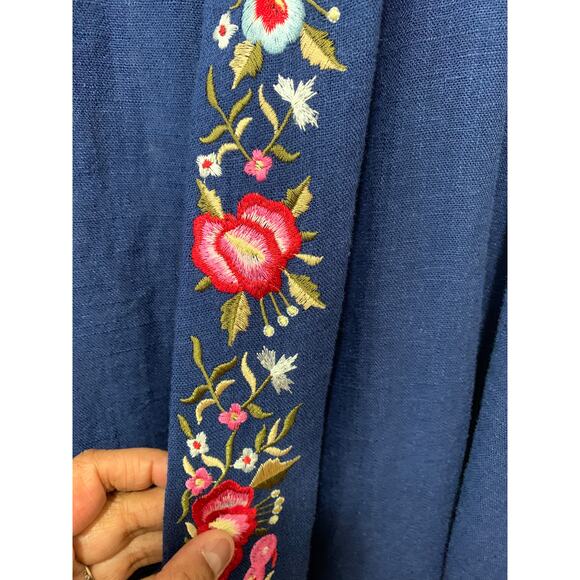 Market & Spruce Stitch Fix LINEN Floral Embroidered Cardigan Size 1X NEW - Picture 7 of 8